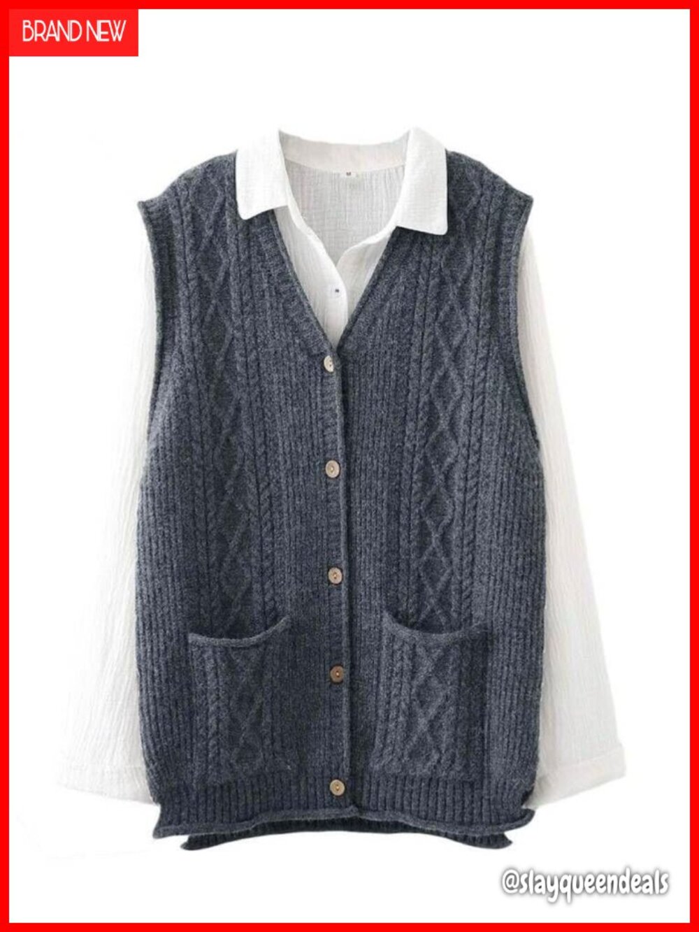 Minibee Women's Sleeveless Cardigan Sweater Vest Button Down with Pockets